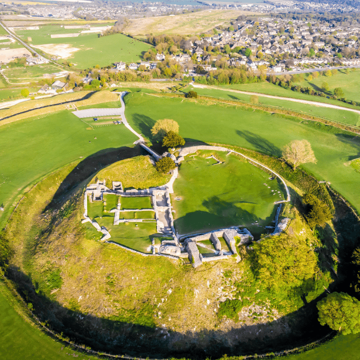 Aerial view of Old Sarum in Wiltshire