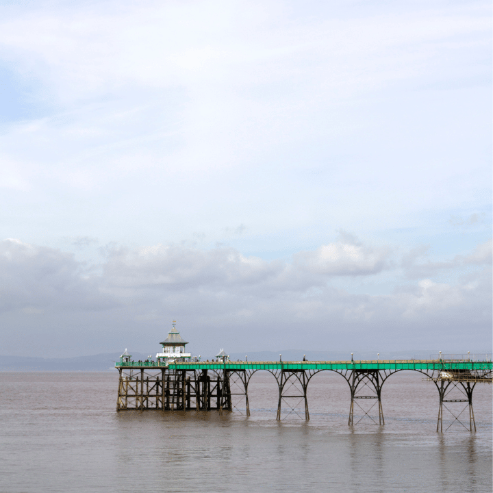 Clevedon Pier in Somerset at high tide