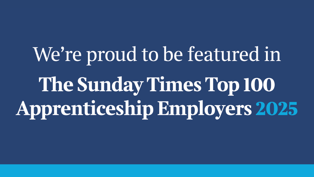 We're proud to be featured in The Top 100 Sunday Times Apprenticeship Employers 2025